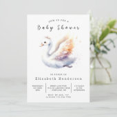 Invitation Baby shower de cygne simple modifiable (Debout devant)