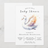 Invitation Baby shower de cygne simple modifiable (Devant / Derrière)