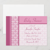 Invitation Baby shower de Damas rose (Devant / Derrière)