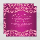 Invitation Baby shower de Damas rose (Devant / Derrière)
