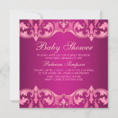 Invitation Baby shower de Damas rose (Devant)