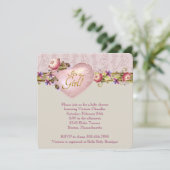 Invitation Baby shower de Damas rose ivoire (Debout devant)