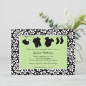 Invitation Baby shower de damassé (Debout devant)