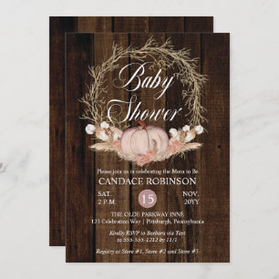 Invitation Baby shower de de couronne de Pampas Citrouille r