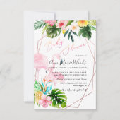 Invitation Baby shower de de Flamants roses de couleur aquar (Devant)