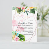 Invitation Baby shower de de Flamants roses de couleur aquar (Debout devant)