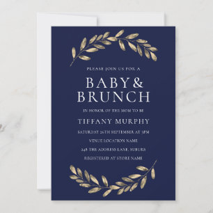 Invitation Baby shower de  de la couronne de feuille de marin