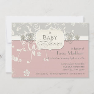Invitation Baby shower de de porte fleuri moderne