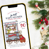 Invitation Baby shower de décembre de la forêt de motoneige d