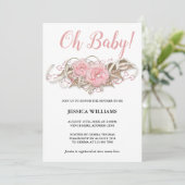 Invitation Baby shower De Décoration De Grappes Roses Romanti (Debout devant)