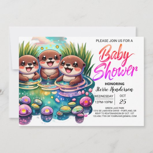 Invitation Baby shower de découpe Otter personnalisé (Devant)