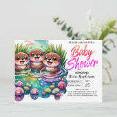 Invitation Baby shower de découpe Otter personnalisé (Debout devant)
