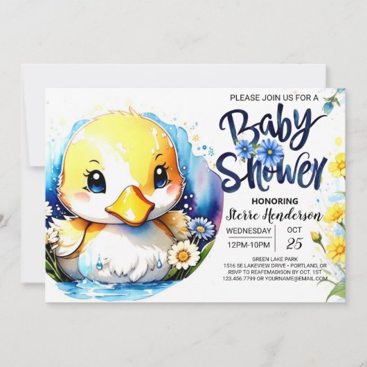 Invitation Baby shower de défilé de canards doux (Devant)