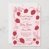 Invitation Baby shower de délice aux fraises (Devant)