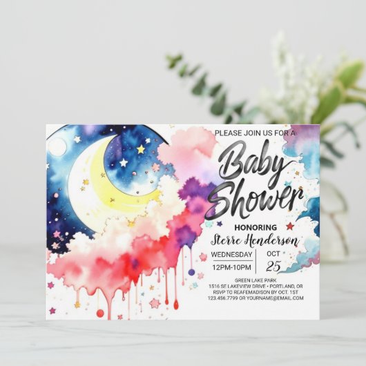 Invitation Baby shower de délice céleste (Debout devant)