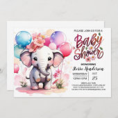 Invitation Baby shower de délice Eléphant Rose (Devant / Derrière)