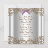 Invitation Baby shower de dentelle Brown Lavande (Dos)