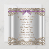 Invitation Baby shower de dentelle Brown Lavande (Dos)