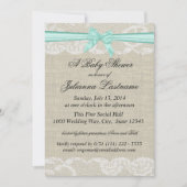 Invitation Baby shower de dentelle Burlap et Bow (Devant)