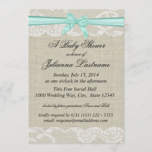 Invitation Baby shower de dentelle Burlap et Bow