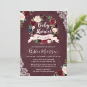 Invitation Baby shower de dentelle de couronnes florales de B (Debout devant)