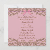 Invitation Baby shower de dentelle rose perles Brown (Dos)
