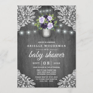 Invitation Baby shower de dentelle rouge gris gris argenté