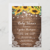 Invitation Baby shower de dentelle rustique des tournesols (Devant)