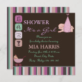 Invitation Baby shower de design moderne violet et vert Invit (Devant / Derrière)