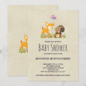 Invitation Baby shower de dessin animé en bois mignon (Devant / Derrière)