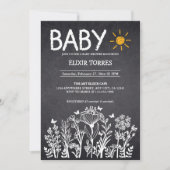 Invitation Baby shower de dessin Chalkboard Baby Spring (Devant)