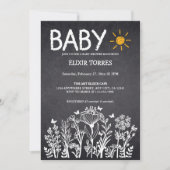 Invitation Baby shower de dessin Chalkboard Baby Spring (Devant)