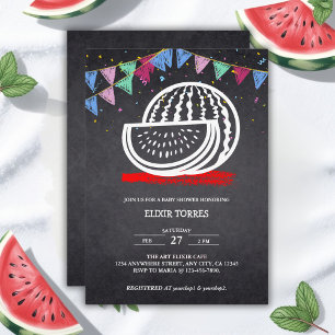 Invitation Baby shower de dessin Chalkboard Watermelon
