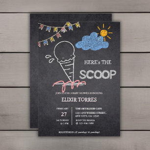 Invitation Baby shower de dessin de la crème glacée Chalkboar