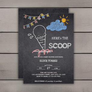 Invitation Baby shower de dessin de la crème glacée Chalkboar