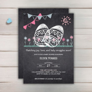 Invitation Baby shower de dessin de tableau de bord des oeufs