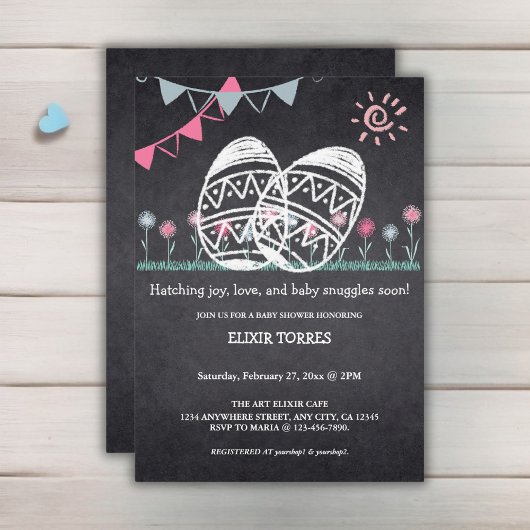 Invitation Baby shower de dessin de tableau de bord des oeufs