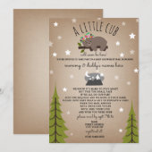 Invitation Baby shower de détresse sociale Mail Floral Bear (Devant / Derrière)