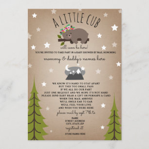 Invitation Baby shower de détresse sociale Mail Floral Bear