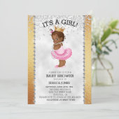 Invitation Baby shower de diamant or de la princesse africain (Debout devant)