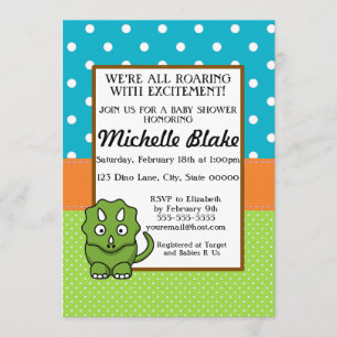 Invitation Baby shower de Dinosaur Bleu et vert