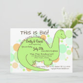 Invitation Baby shower de dinosaure Brontosaurus (Debout devant)