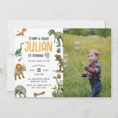 Invitation Baby shower de dinosaure de la route (Devant)