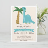 Invitation Baby shower de dinosaure mignon ou arroser (Debout devant)