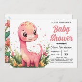 Invitation Baby shower de dinosaure modifiable de la Bohême (Devant / Derrière)