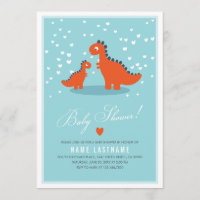 Invitation Baby shower de dinosaure orange bleu mo
