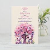 Invitation Baby shower de dinosaure rose de la jungle russe (Debout devant)