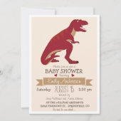 Invitation Baby shower de dinosaure rouge mignon T-Rex ou arr (Devant)