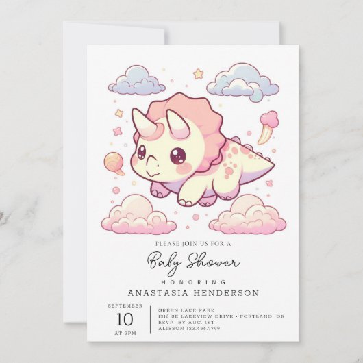 Invitation Baby shower de dinosaure Whimsical préhistorique (Devant)