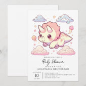 Invitation Baby shower de dinosaure Whimsical préhistorique (Devant / Derrière)